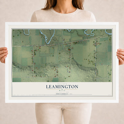 Map of Leamington, Utah, 18 x 24 inch print in a white wood frame