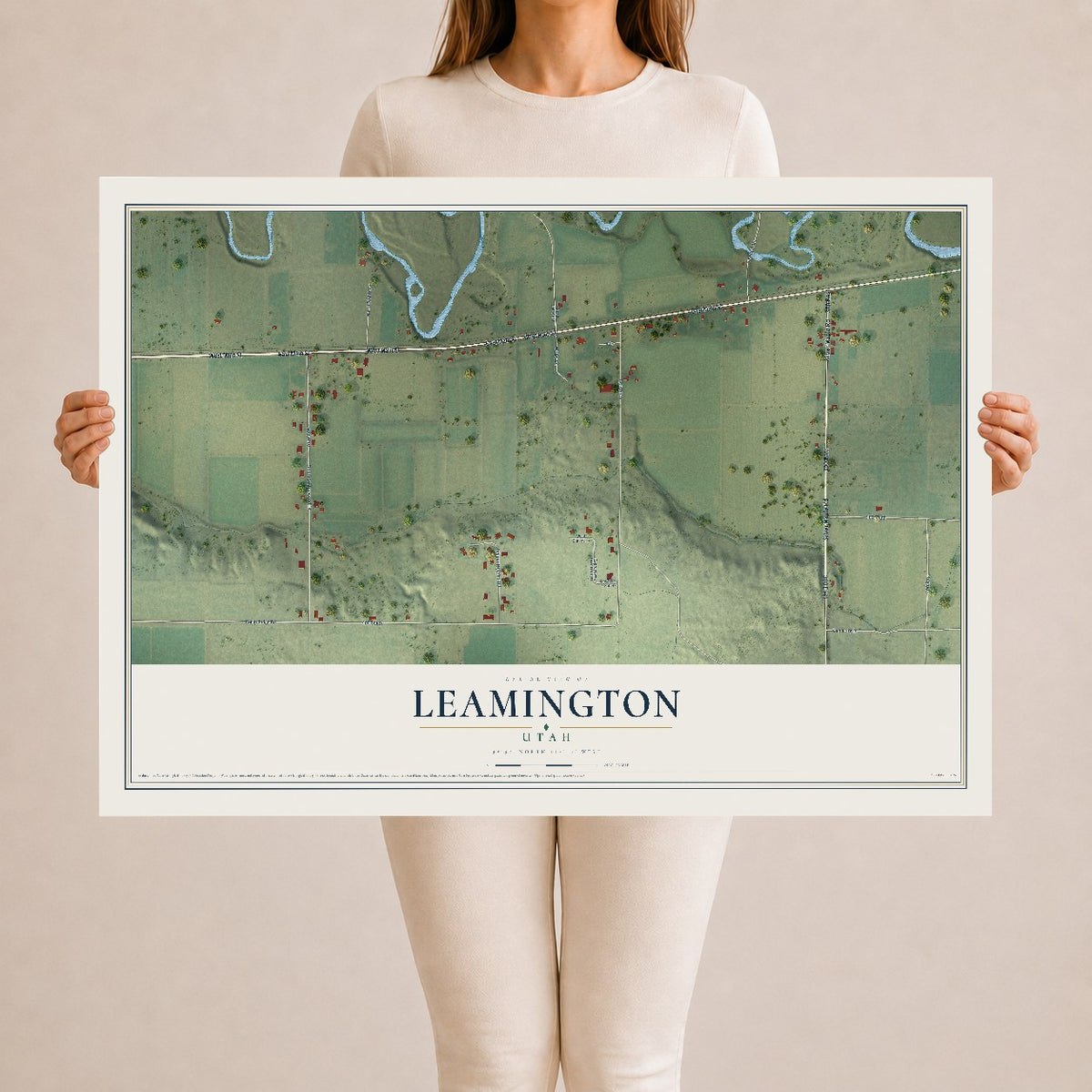Map of Leamington, Utah, 24 x 36 inch unframed archival matte print