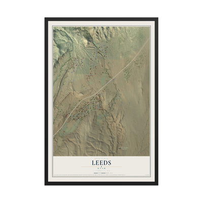 Map of Leeds, Utah, 12 x 18 inch print in a black wood frame