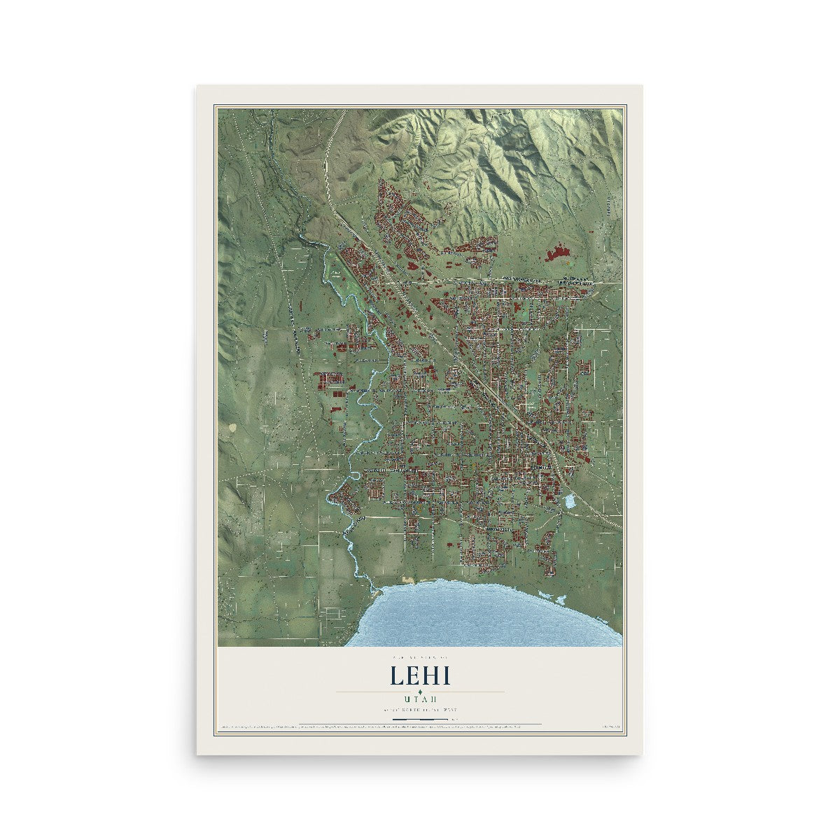 Map of Lehi, Utah, 12 x 18 inch unframed archival matte print