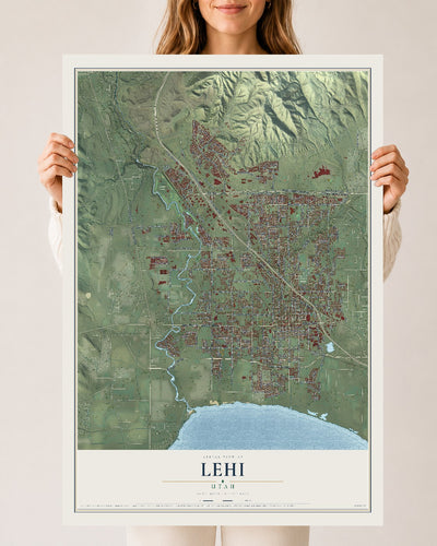 Map of Lehi, Utah, 24 x 36 inch unframed archival matte print