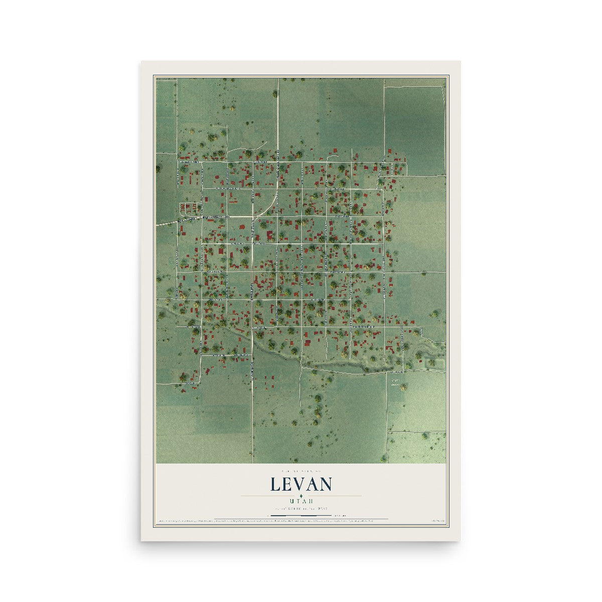 Map of Levan, Utah, 12 x 18 inch unframed archival matte print