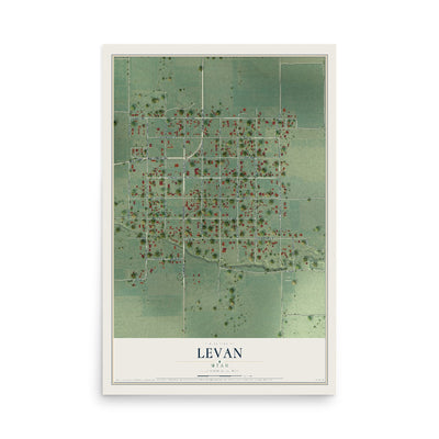 Map of Levan, Utah, 12 x 18 inch unframed archival matte print