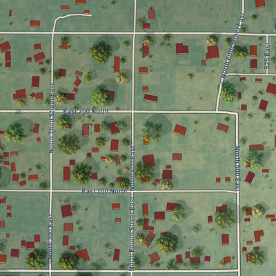 Close-up of the map of Levan, Utah print showing street and building detail