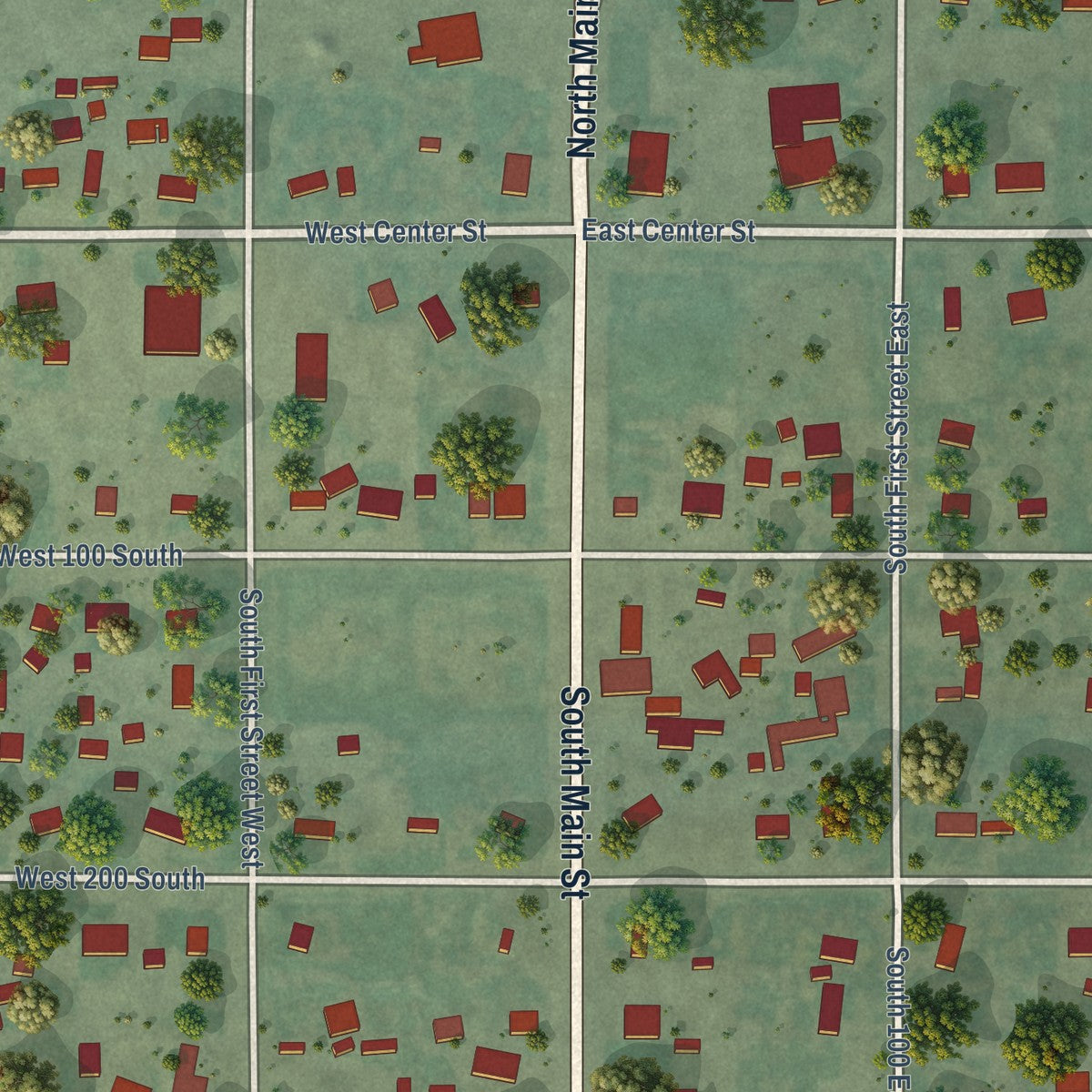 Second close-up of the map of Levan, Utah print showing more streets and buildings