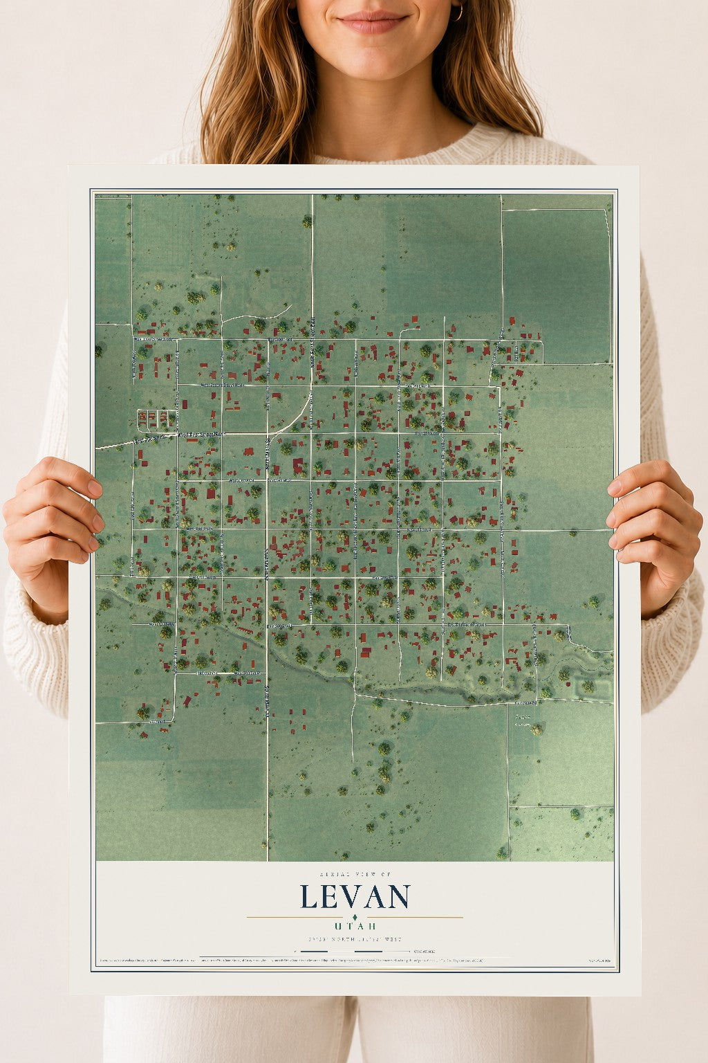 Map of Levan, Utah, 18 x 24 inch unframed archival matte print