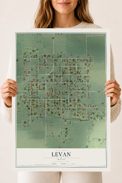 Map of Levan, Utah, 18 x 24 inch unframed archival matte print