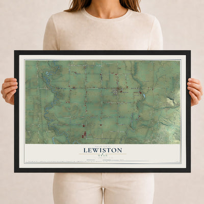 Map of Lewiston, Utah, 12 x 18 inch print in a black wood frame