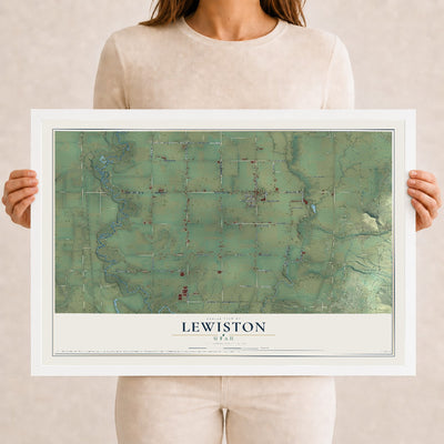 Map of Lewiston, Utah, 12 x 18 inch print in a white wood frame