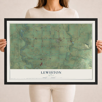Map of Lewiston, Utah, 18 x 24 inch print in a black wood frame