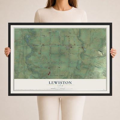 Map of Lewiston, Utah, 24 x 36 inch print in a black wood frame