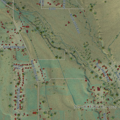 Close-up of the map of Liberty, Utah print showing street and building detail