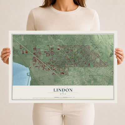 Map of Lindon, Utah, 12 x 18 inch unframed archival matte print