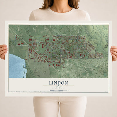 Map of Lindon, Utah, 18 x 24 inch unframed archival matte print