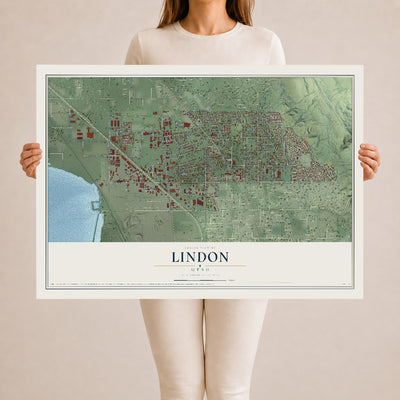 Map of Lindon, Utah, 24 x 36 inch unframed archival matte print