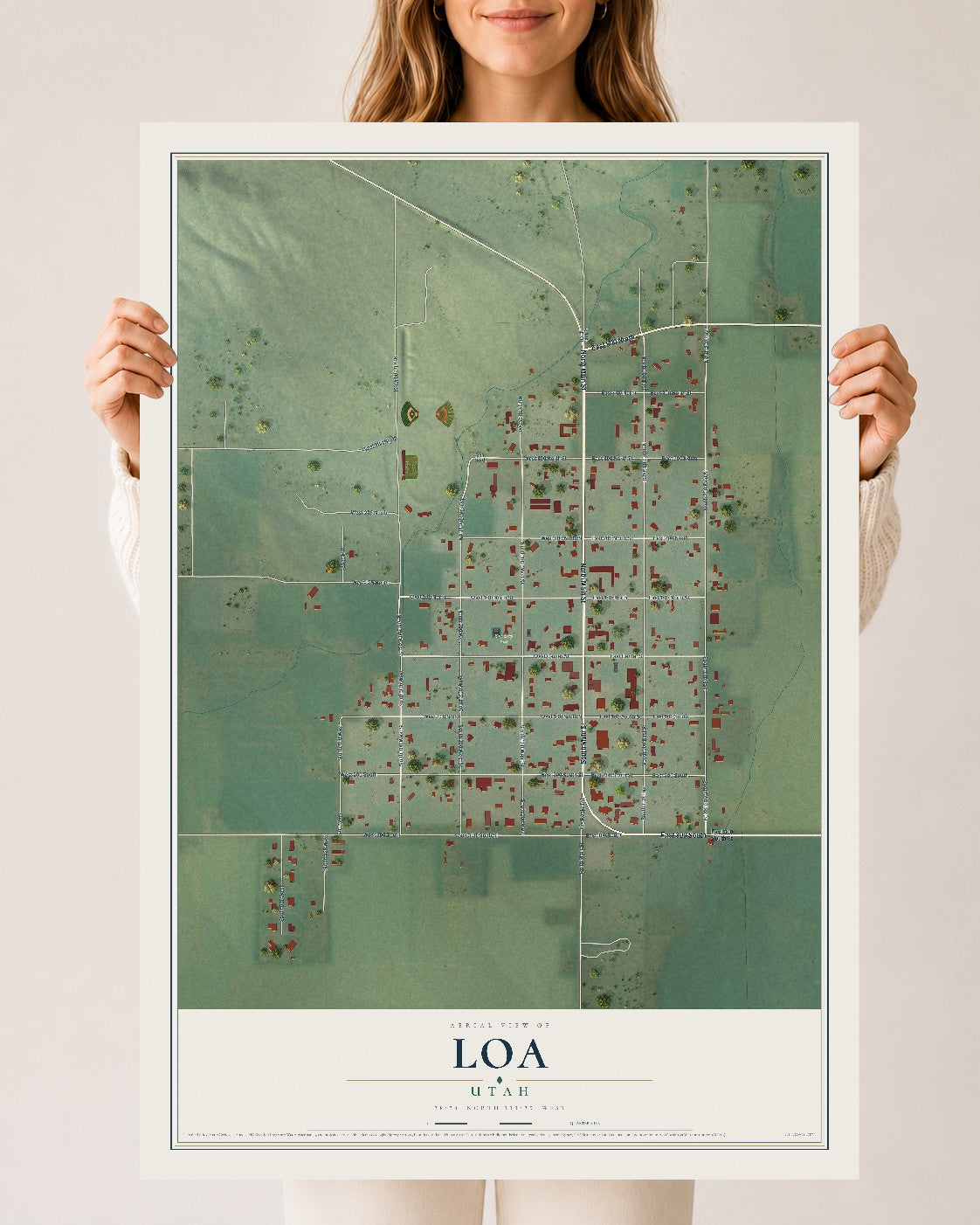 Map of Loa, Utah, 24 x 36 inch unframed archival matte print