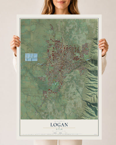 Map of Logan, Utah, 24 x 36 inch unframed archival matte print