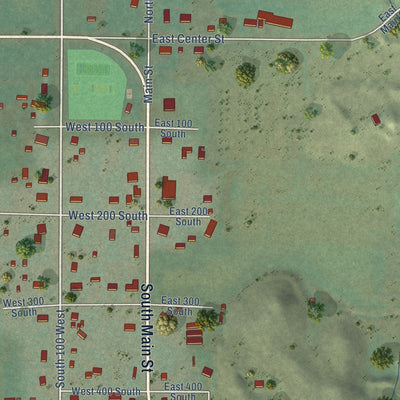 Close-up of the map of Lyman, Utah print showing street and building detail