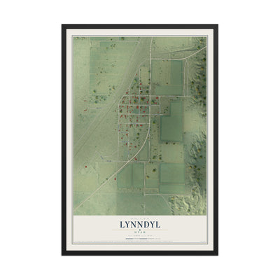 Map of Lynndyl, Utah, 12 x 18 inch print in a black wood frame