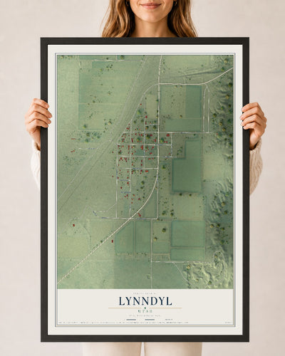 Map of Lynndyl, Utah, 24 x 36 inch print in a black wood frame