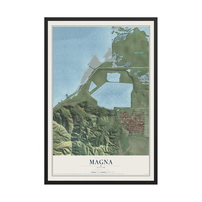 Map of Magna, Utah, 12 x 18 inch print in a black wood frame