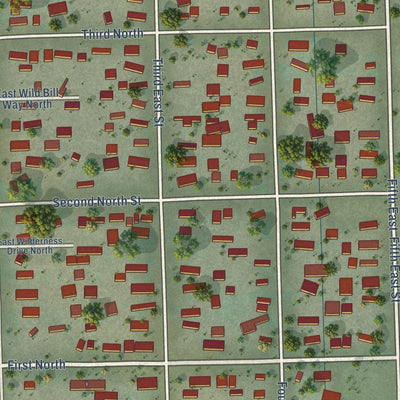 Close-up of the map of Manila, Utah print showing street and building detail