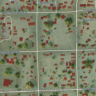 Second close-up of the map of Manila, Utah print showing more streets and buildings