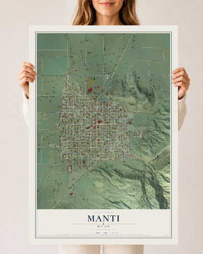 Map of Manti, Utah, 24 x 36 inch unframed archival matte print