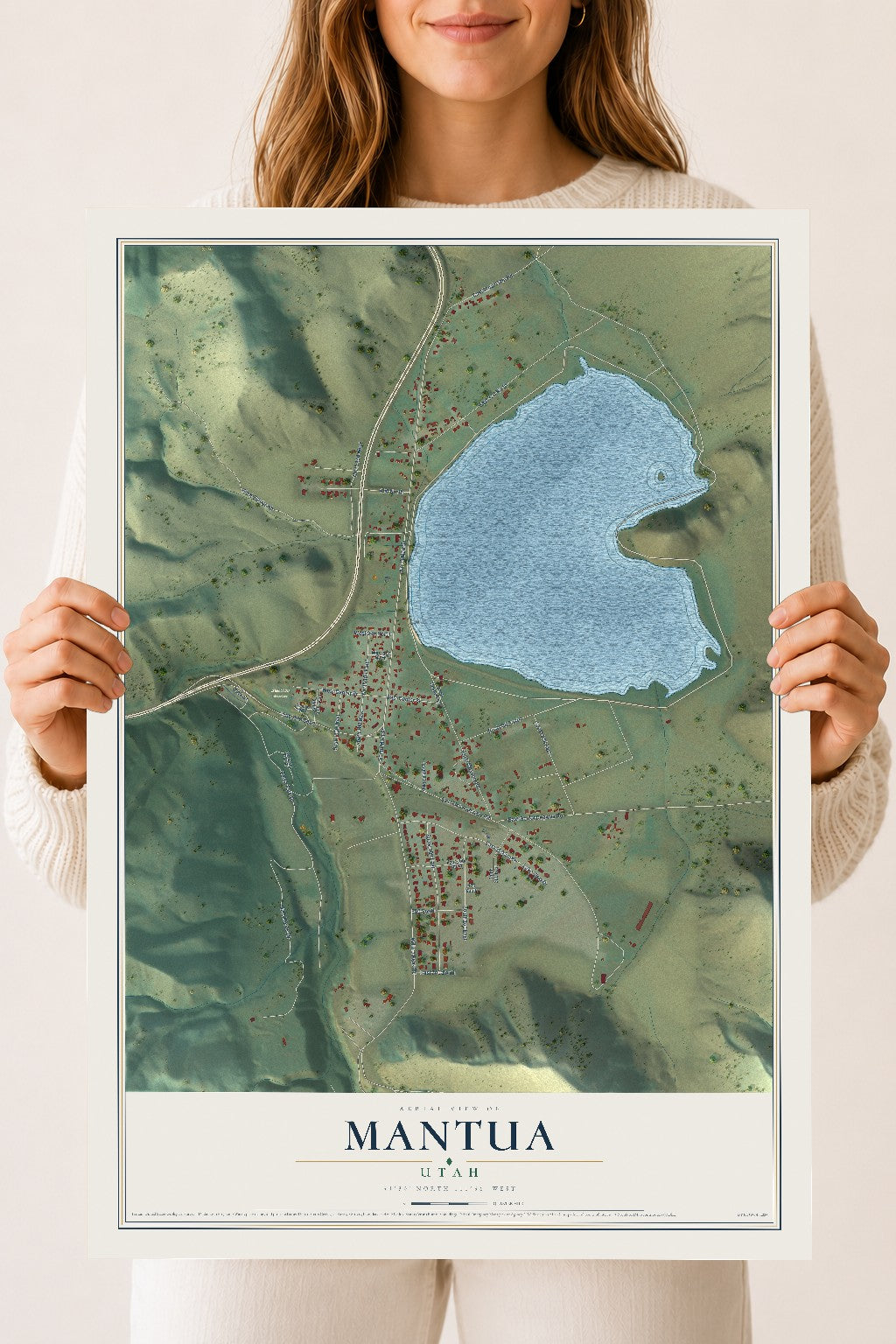 Map of Mantua, Utah, 18 x 24 inch unframed archival matte print