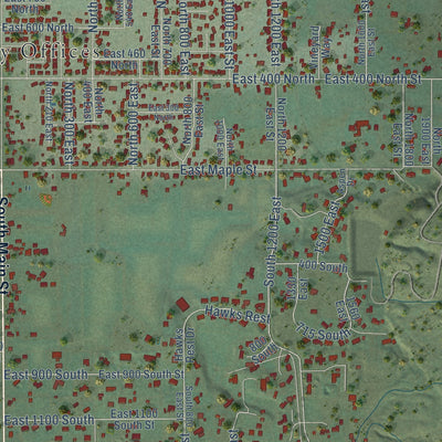 Second close-up of the map of Mapleton, Utah print showing more streets and buildings
