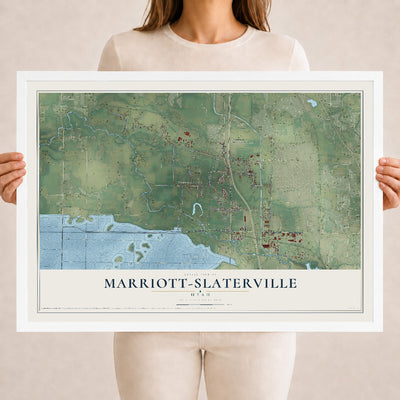 Map of Marriott-Slaterville, Utah, 18 x 24 inch print in a white wood frame