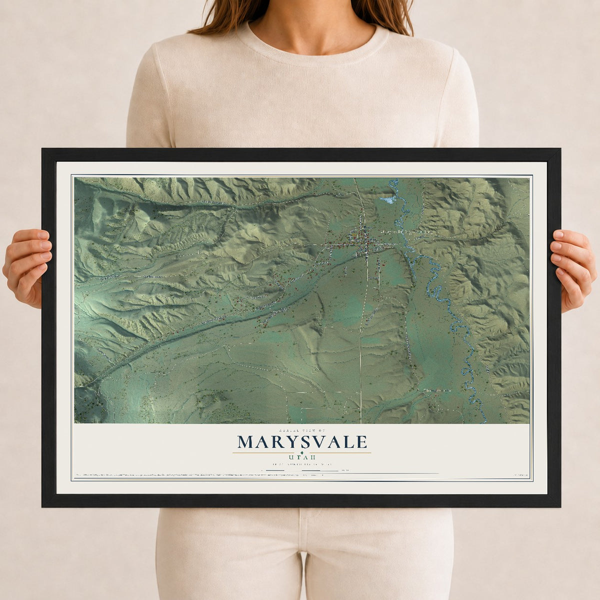 Map of Marysvale, Utah, 12 x 18 inch print in a black wood frame