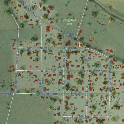 Close-up of the map of Mayfield, Utah print showing street and building detail
