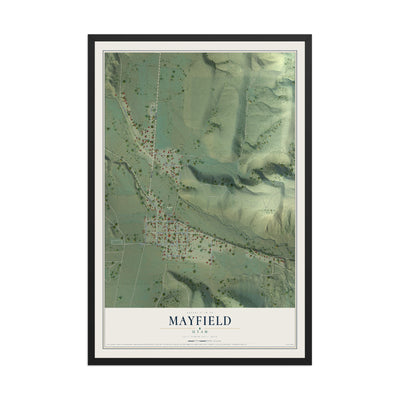 Map of Mayfield, Utah, 12 x 18 inch print in a black wood frame