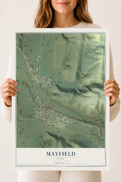 Map of Mayfield, Utah, 18 x 24 inch unframed archival matte print