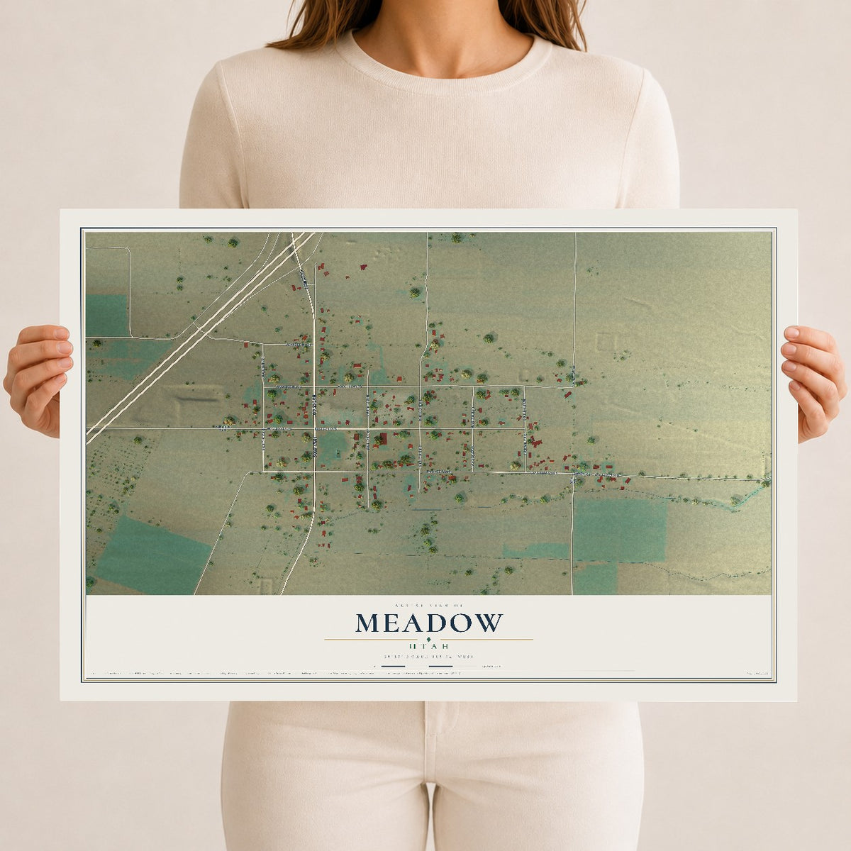 Map of Meadow, Utah, 12 x 18 inch unframed archival matte print