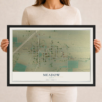 Map of Meadow, Utah, 12 x 18 inch print in a black wood frame