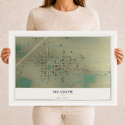 Map of Meadow, Utah, 12 x 18 inch print in a white wood frame