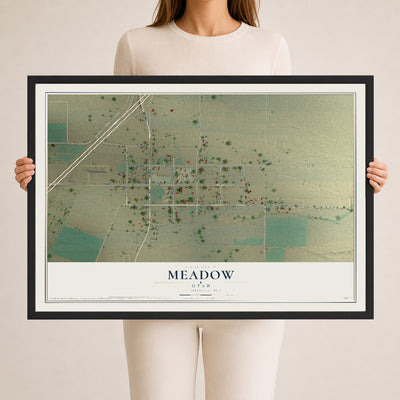 Map of Meadow, Utah, 24 x 36 inch print in a black wood frame