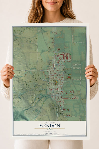 Map of Mendon, Utah, 18 x 24 inch unframed archival matte print
