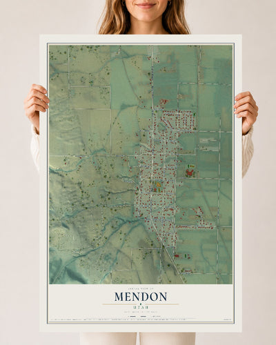 Map of Mendon, Utah, 24 x 36 inch unframed archival matte print