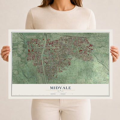 Map of Midvale, Utah, 12 x 18 inch unframed archival matte print