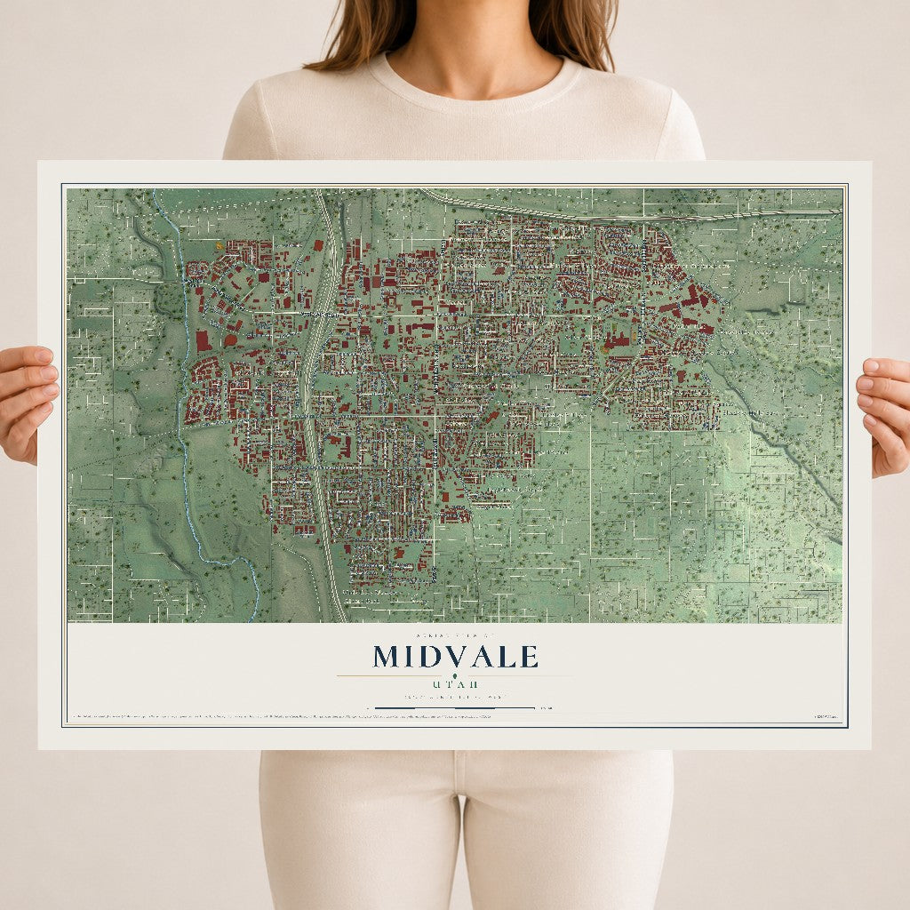 Map of Midvale, Utah, 18 x 24 inch unframed archival matte print
