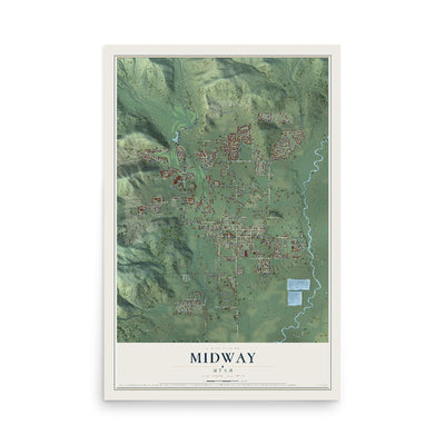 Map of Midway, Utah, 12 x 18 inch unframed archival matte print