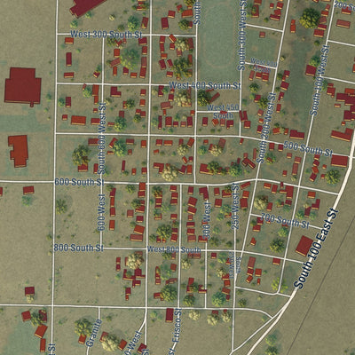 Close-up of the map of Milford, Utah print showing street and building detail
