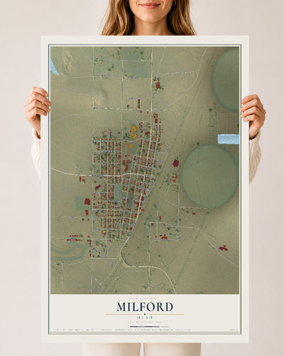 Map of Milford, Utah, 24 x 36 inch unframed archival matte print