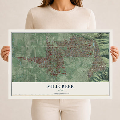 Map of Millcreek, Utah, 12 x 18 inch unframed archival matte print