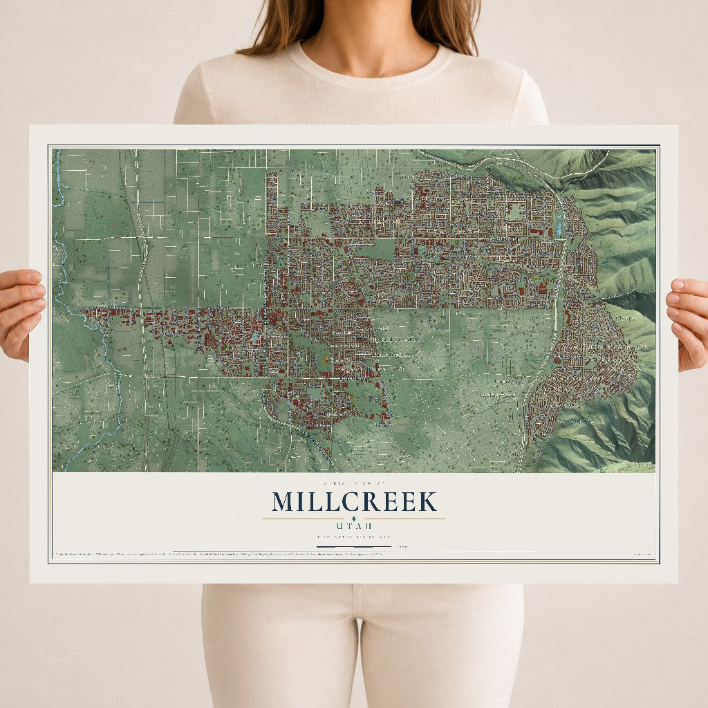 Map of Millcreek, Utah, 18 x 24 inch unframed archival matte print