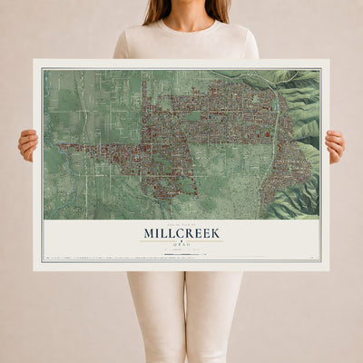 Map of Millcreek, Utah, 24 x 36 inch unframed archival matte print