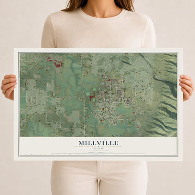 Map of Millville, Utah, 12 x 18 inch unframed archival matte print